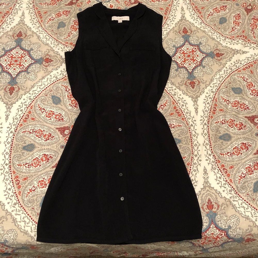 LOFT XXSP black button up dress 🖤